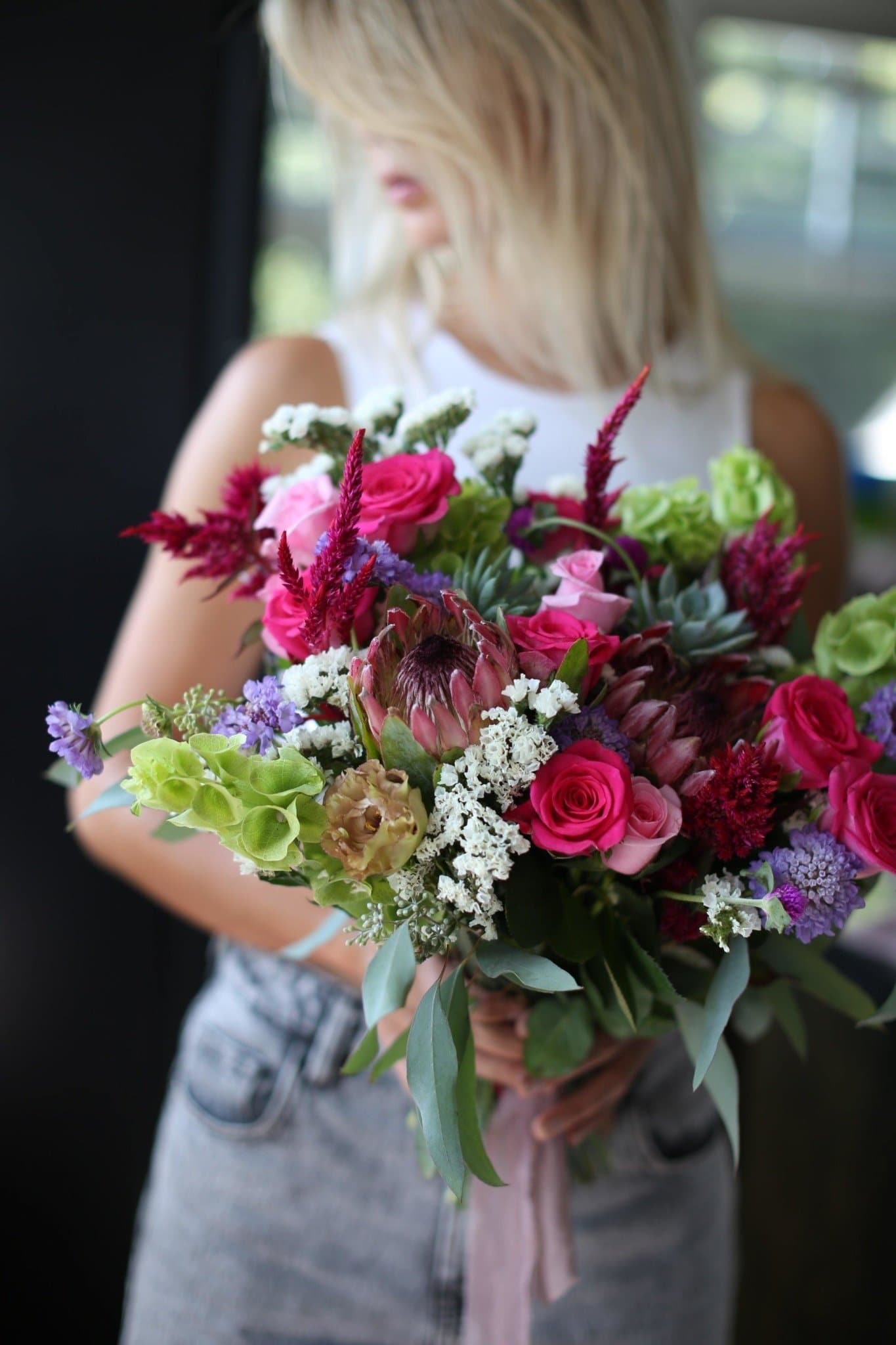 Eden(Roses with exotical flowers and succulents bouquet) - Los Angeles Florist - Pink Clover