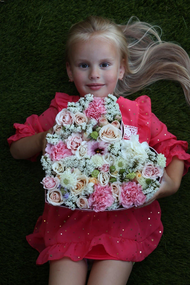 Flowers in heart box - Los Angeles Florist - Pink Clover